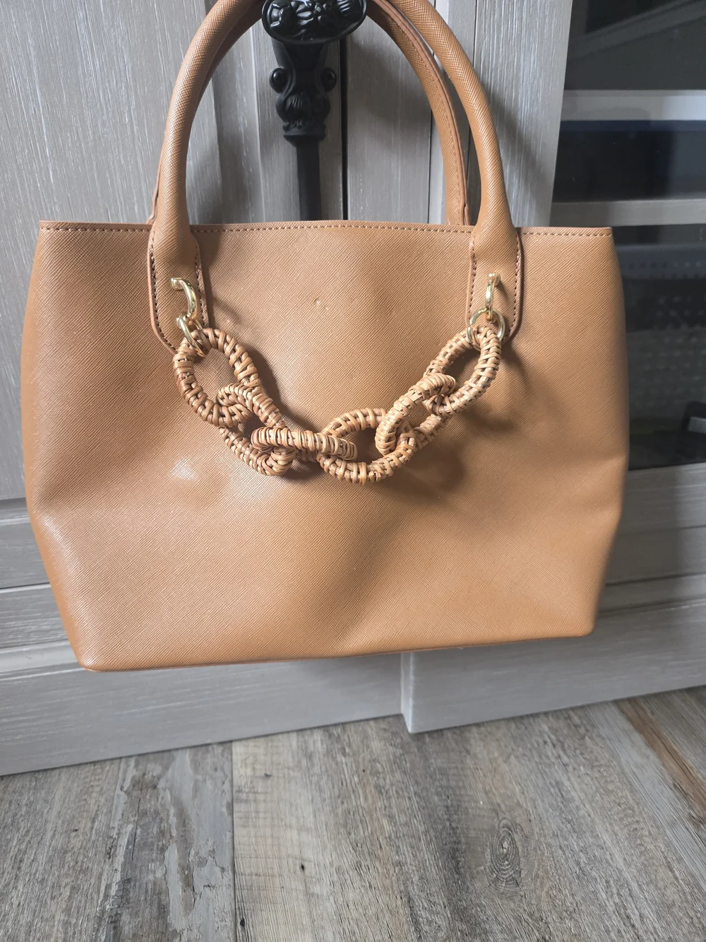 Betsey Johnson Tan Tote with Gold Logo